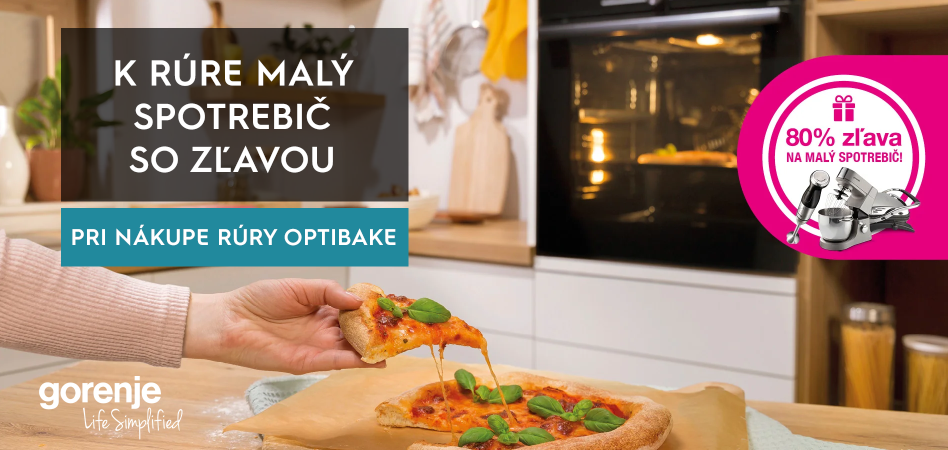 Aby ste si užili pečenie naplno, získate do 14. 1. 2024 k rúre OptiBake druhý, malý spotrebič Gorenje s 80 % zľavou.